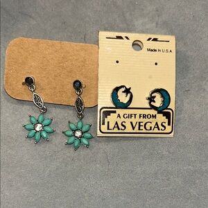 Turquoise Flower Earrings Set